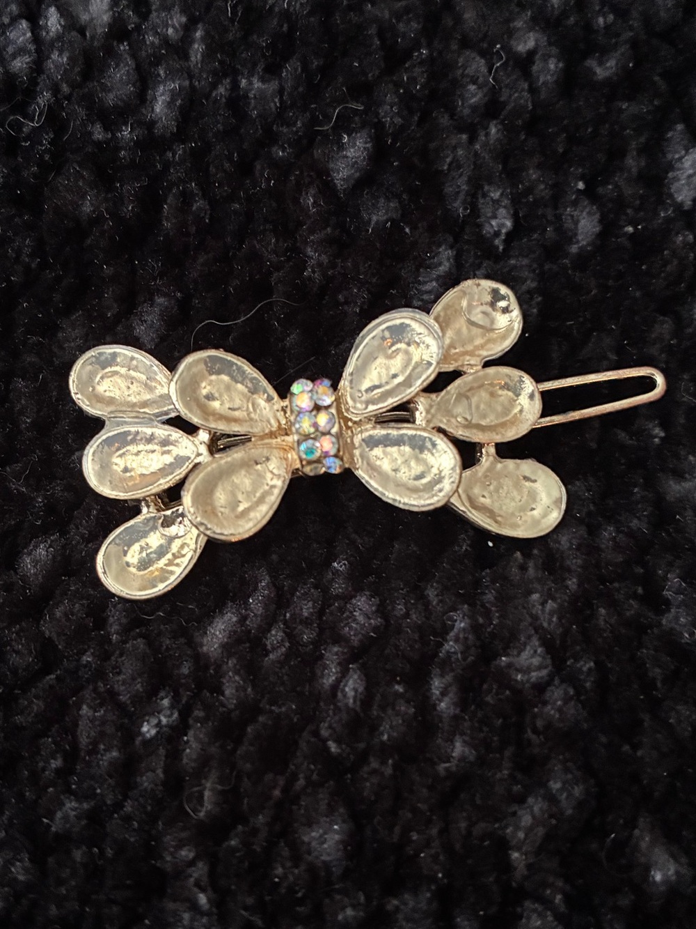 Vintage Gold Crystal Hair Clip - Women's Accessory